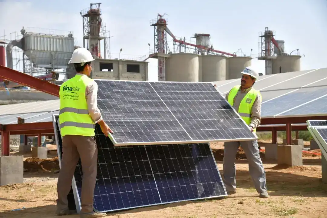 an image from Tehama Cement Factory solar system project implemented by alraebi company
